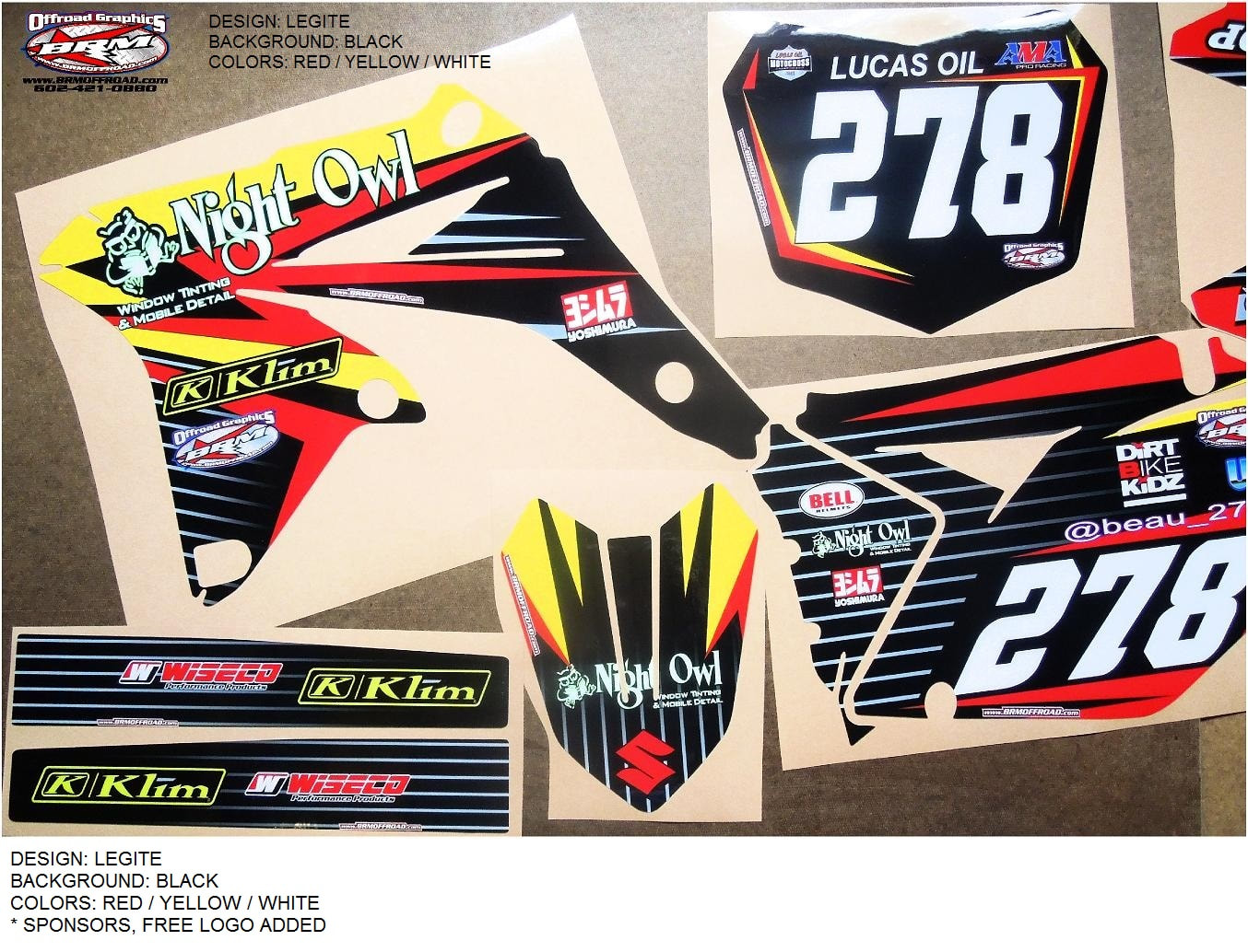 Suzuki JR50 Stickers Graphique Fullset Autocollant Plastifié Motocross 